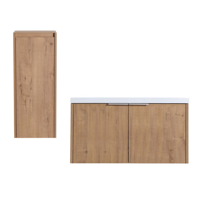 Meuble-lavabo mural 36 po avec lavabo et armoire latérale 36 po