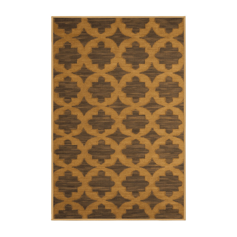 Tapis brun treillis lavable à la machine, Rectangulaire 8 pi x 10 pi