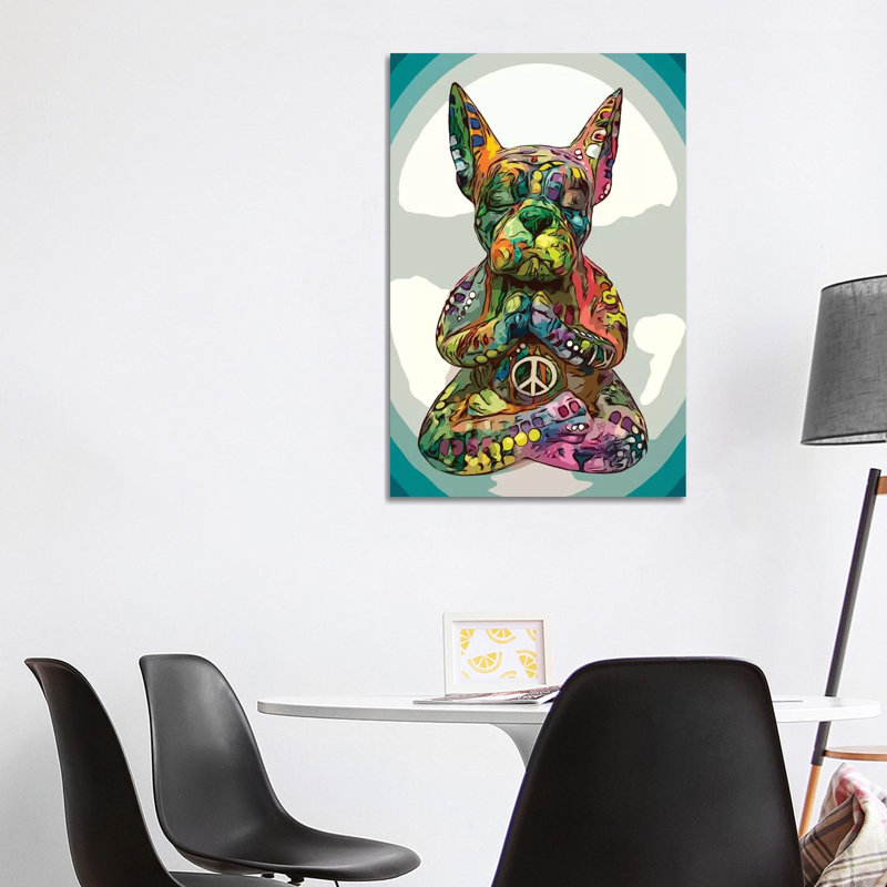 French Buddha Bulldog by Dean Russo - Wrapped Canvas Print, 101.6 cm H x 66.04 cm W x 1.91 cm D