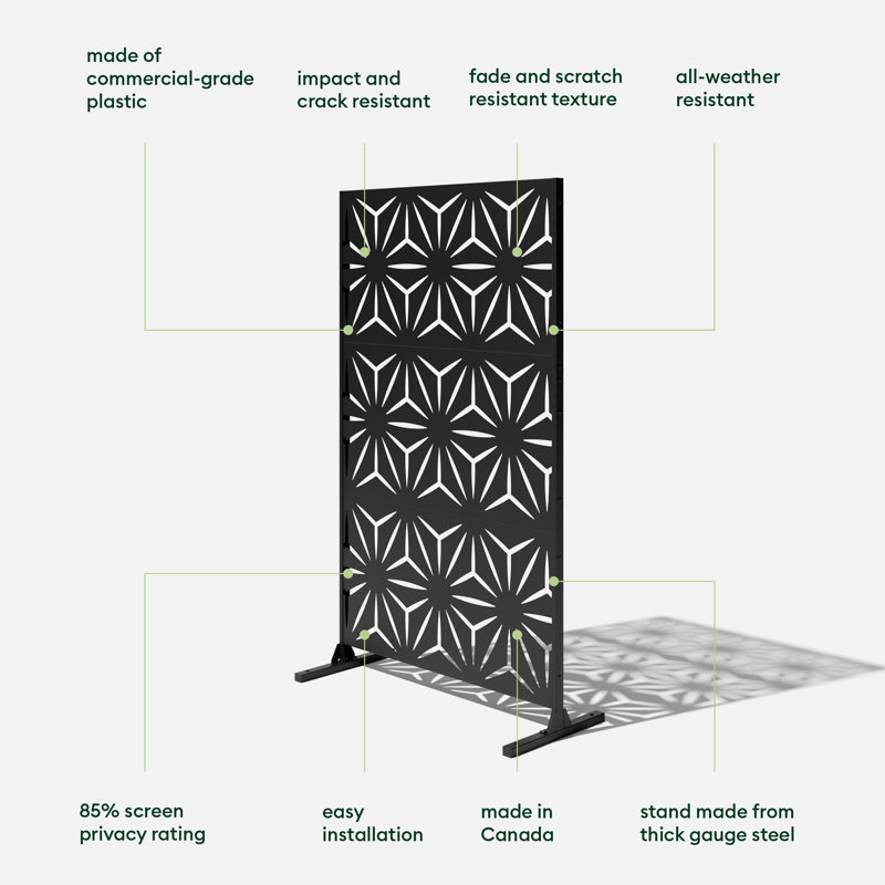 Star Pattern Black Steel Outdoor Privacy Screen
