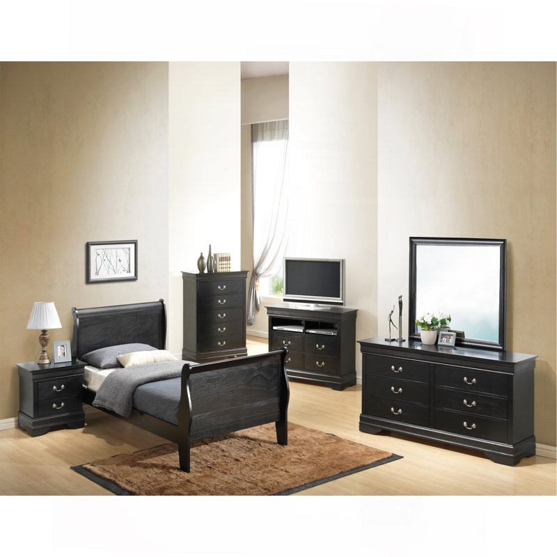 Élégant lit simple noir pour les chambres intemporelles
