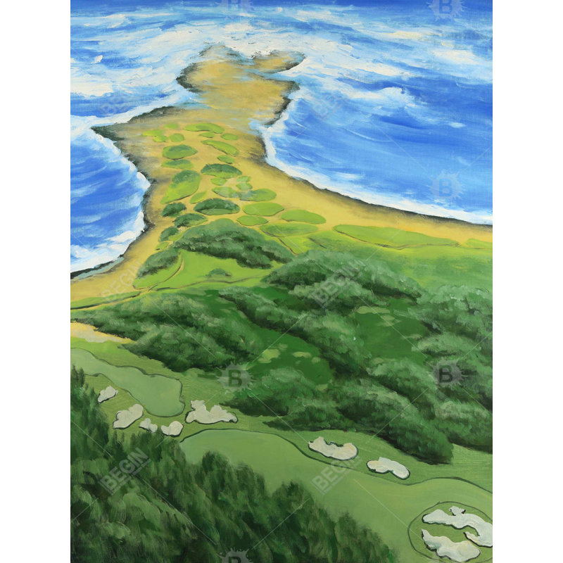 Golf course on the coast - Trees Coastal Canvas Home Decor