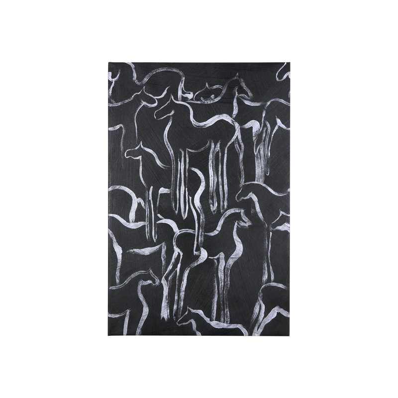 Toile texturée embelli à la main Horse Herd II a, H 45 po x l 30 po x P 1,5 po