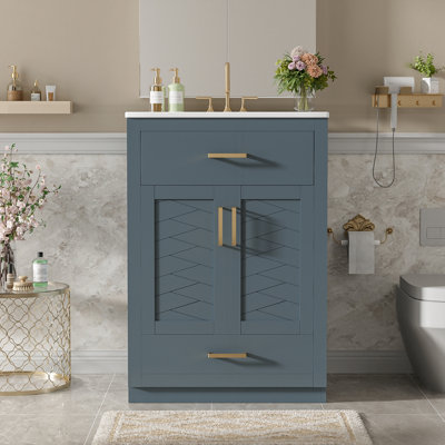 24" Bathroom Vanity with Integrated Ceramic Sink