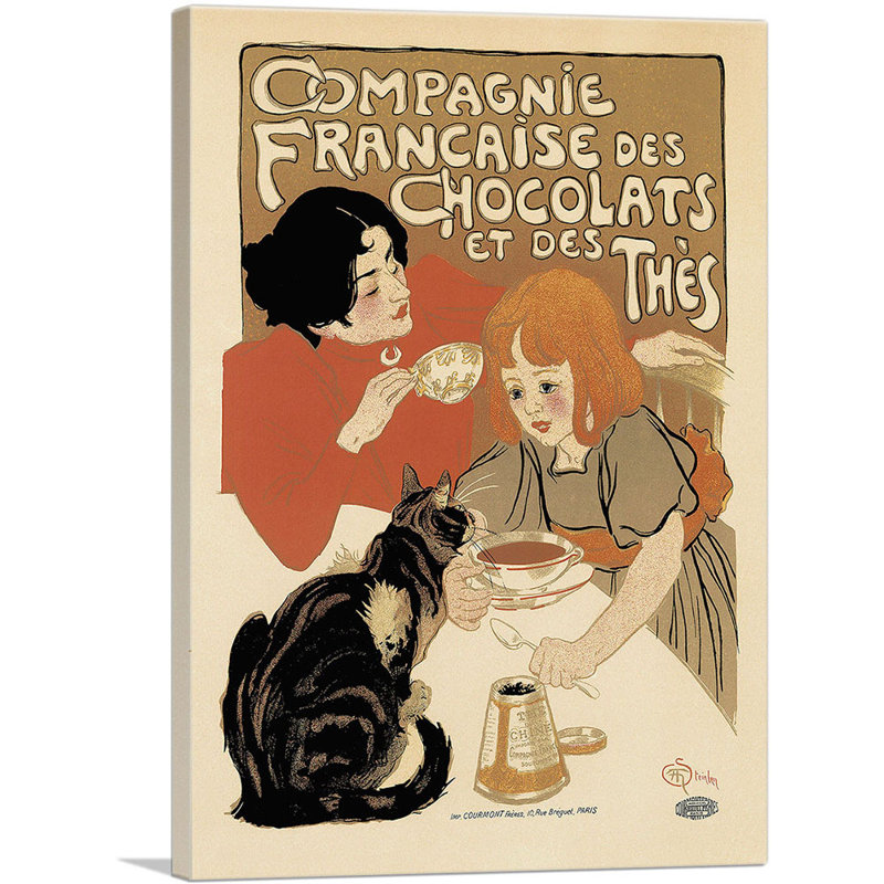 «Company Francaise Des Chocolats Et Des Thes 1898» par Theophile Steinlen, reproduction d'art sur toile tendue
