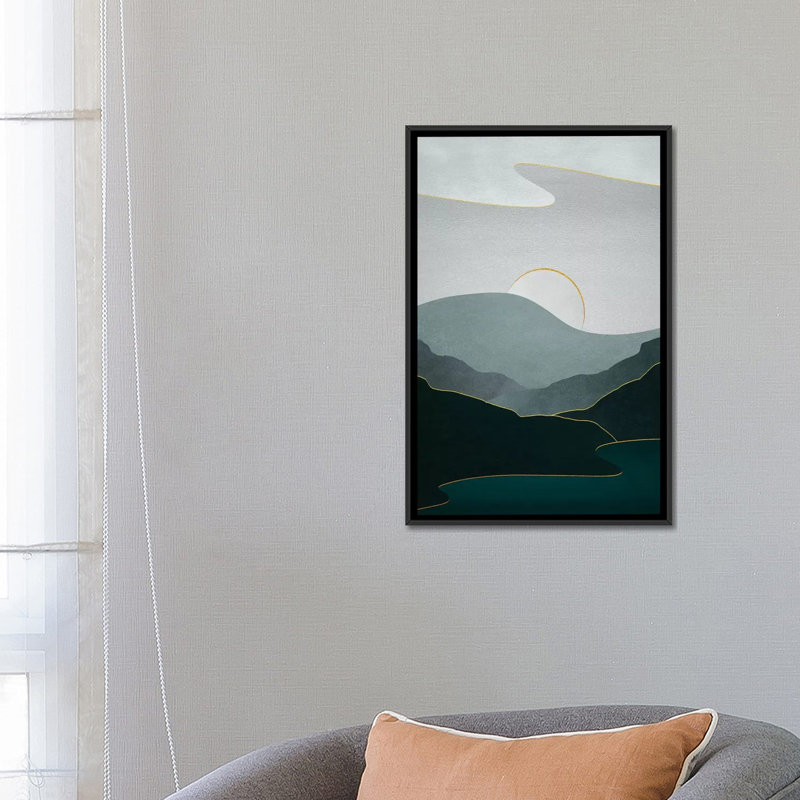 «Minimal Landscape VIII», impression sur toile, H 26 po x l 18 po x P 1,5 po, Toile encadrée noire, Pas de tapis