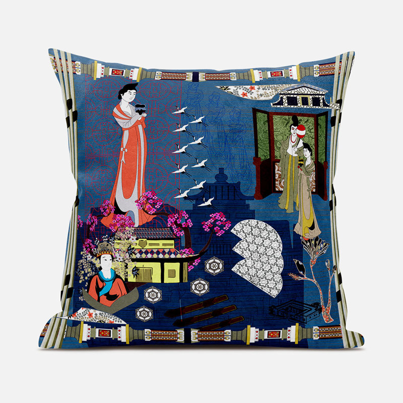 Housse et insert de coussin carré en polyester intérieur / extérieur, 20 po x 20 po, Gris / orange / vert