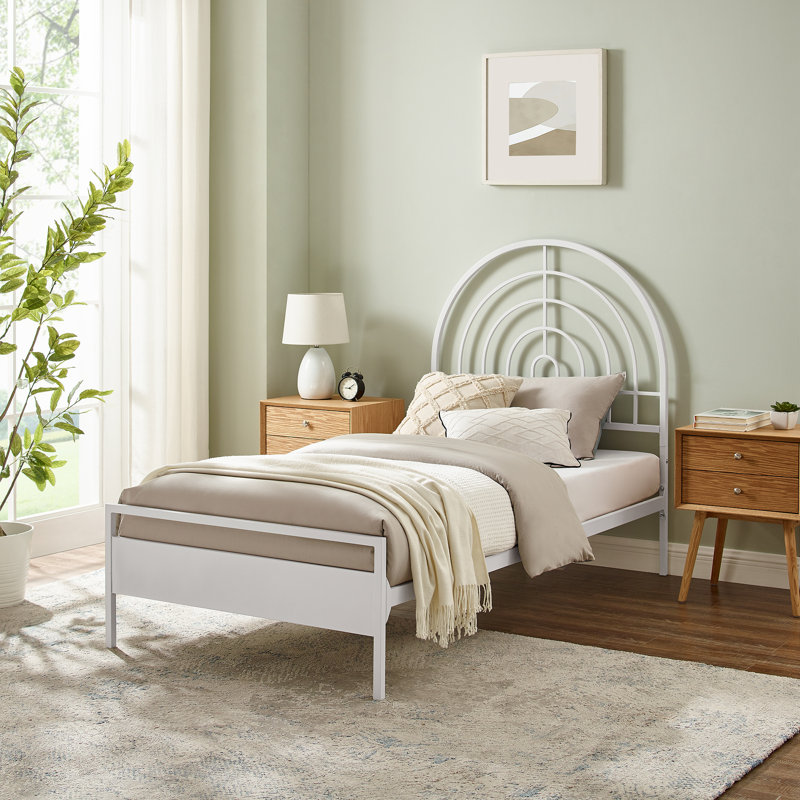 Yosma Metal Arch Twin Platform Bed, White