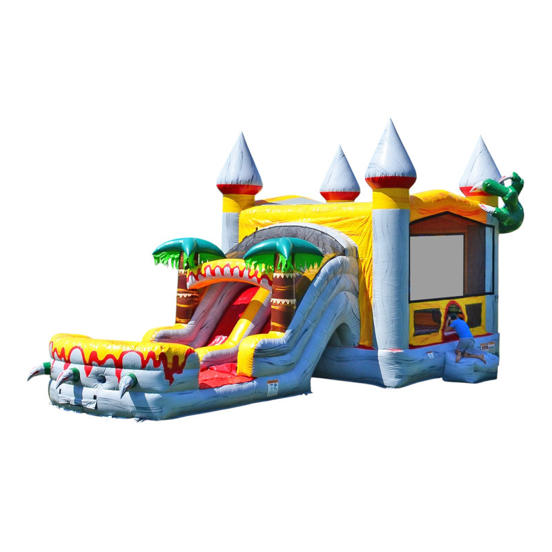 JumpOrange T-Rex Dinosaur Commercial Grade Inflatable Water Slide & Bounce House (with Pool and Blower)
