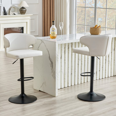 Tabourets de bar réglables, tabouret de comptoir avec dossier, repose-pieds et accoudoirs (ensemble de 2)