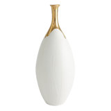 Dipped Golden Crackle/White Slender Vase-Lg