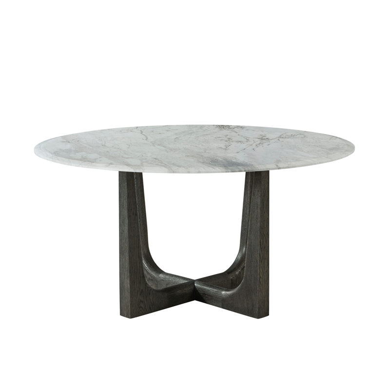 Repose Round Marble Dining Table, Charcoal Oak