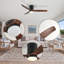 Ventilateur de plafond de 52 pouces avec lumière, 3 pales en bois de noyer foncé, télécommande, moteur à courant continu réversible à 6 vitesses pour chambre à coucher, salle à manger, salon.