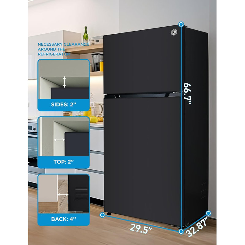 Commercial Cool 20 Cu. Ft. Top Mount Refrigerator with Ice Maker, 2-Door Refrigerator with Top Freezer, Freezer with Icemaker and Adjustable Temperature Control, ENERGY STAR, CCR2000GIMB, Black