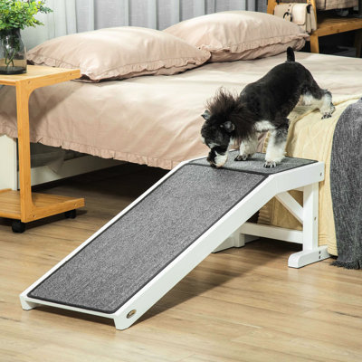 Rampe blanche pour animaux de compagnie, L 49 po x l 16 po H 14 po, tapis antidérapant, rampe en bois robuste pour animaux de compagnie, 50,37 po, 15,45 po, 14 po