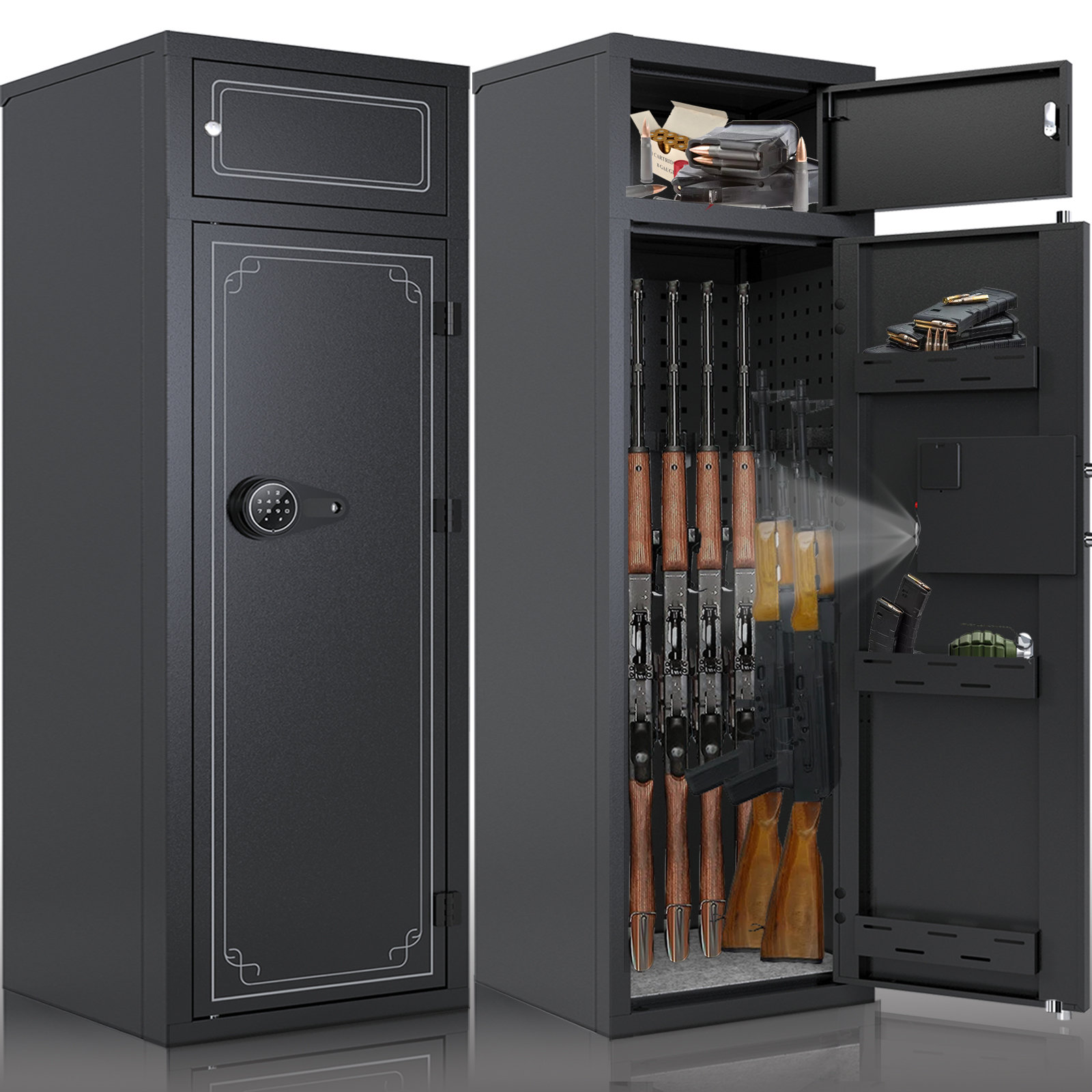 VEVOR Armoire à 10-12 Fusils Coffre-Fort pour Armes à Feu avec Clavier