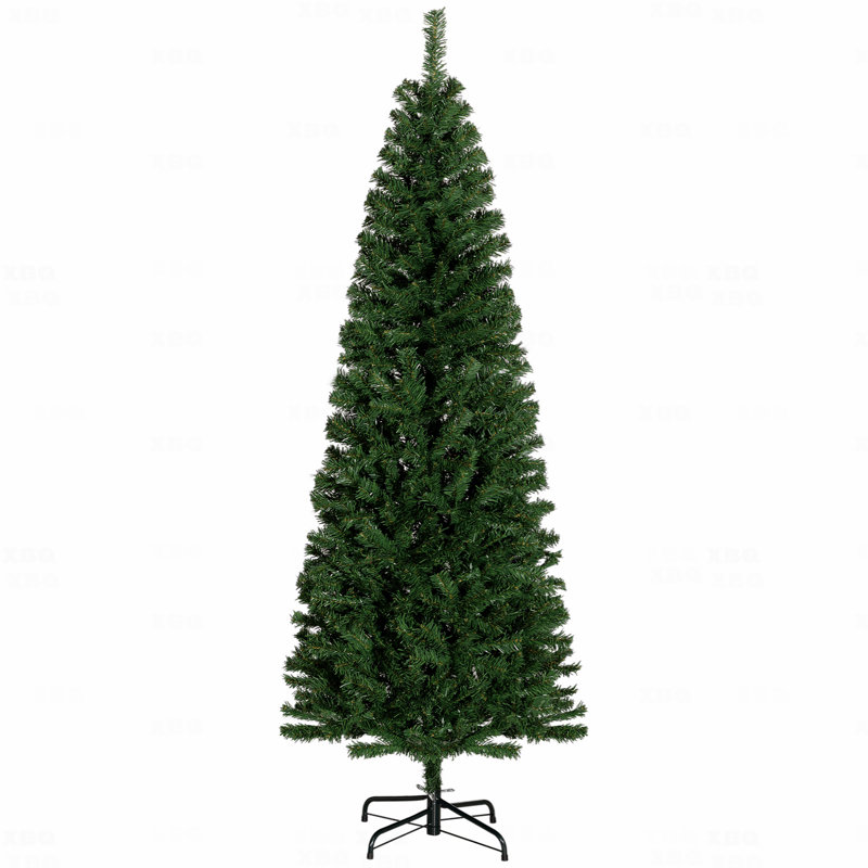 Sapin de Noël artificiel à forme allongée 6 pi avec lumières douces, branches réalistes, 618 branches, style Halloween, Vert