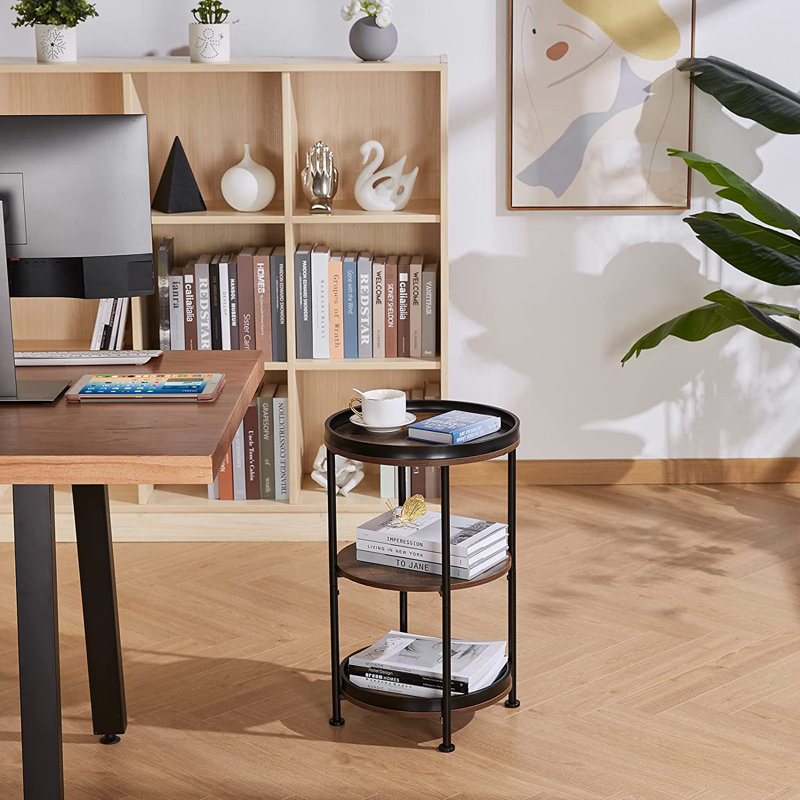 Ronja Tray Top End Table, Rustic Brown/Black, Rustic Brown
