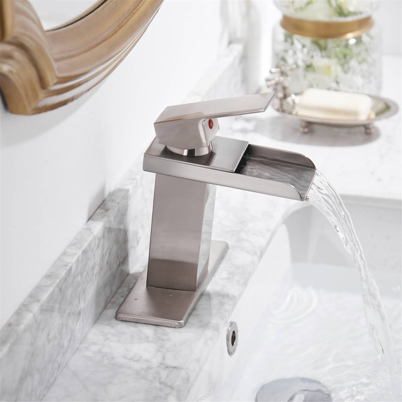 Single-handle Bathroom Faucet with Drain Assembly, Brushed Nickel