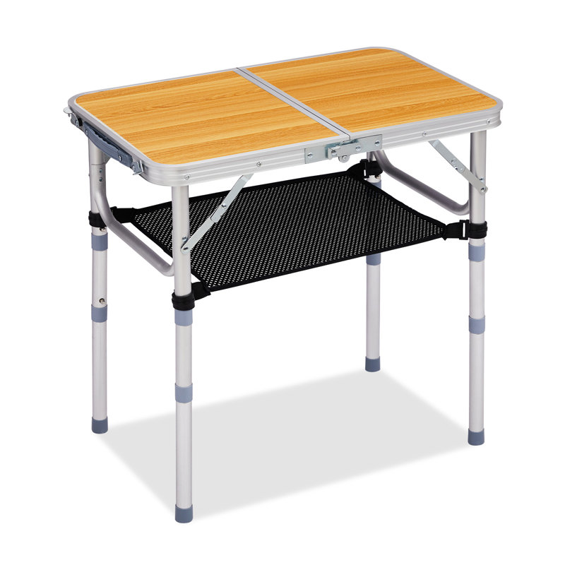 2 FT. Brown Patio Aluminium Folding Table With Mesh Storage Bag, Brown