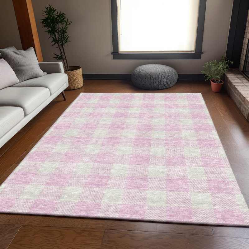 Premium Machine Washable Prisco Pink Rug, Rectangle 5' x 7'6"