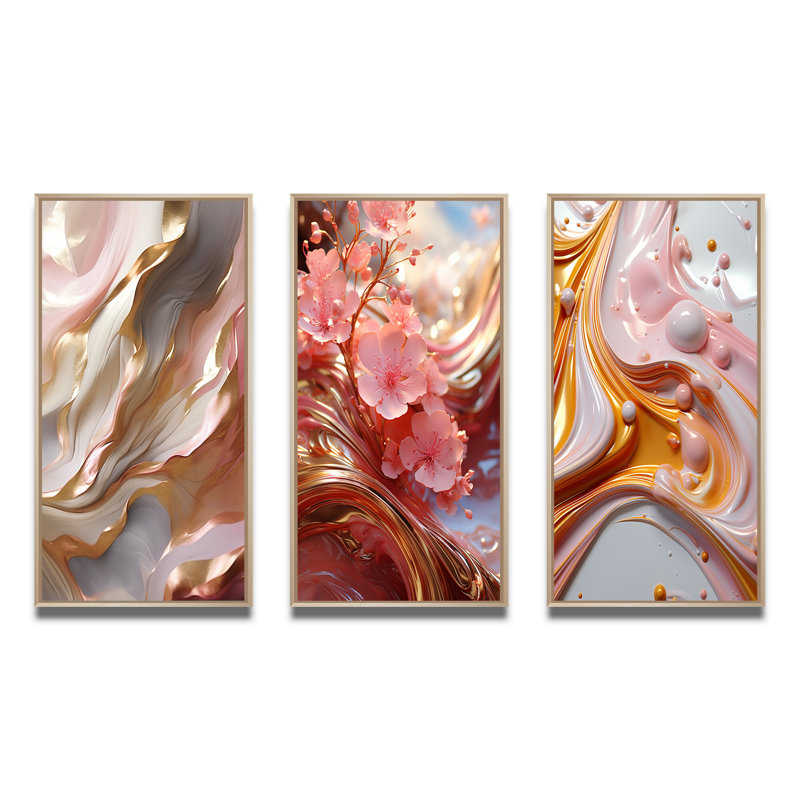 «Subtle Serenity», ensemble de 3 impressions sur toile, Cadre naturel flottant, H 20 po x l 36 po
