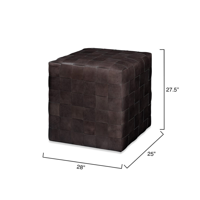 Woven Ottoman Ottoman, Dark Gray Genuine Leather