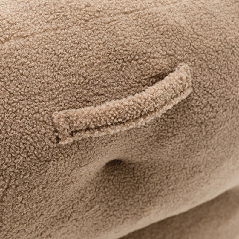 Compression Medium Adult Soft Teddy Fabric Bean Bag Chair With Foam Filled, Coffee Faux Fur