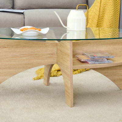 Oval Tempered Glass Coffee Table