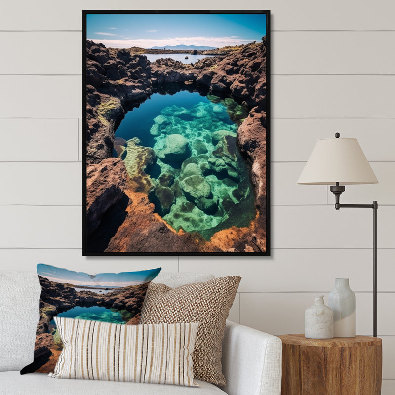 «Rocks Water On Lake Cascade Idaho», reproduction d'art sur toile, Cadre flottant noir, H 32 po x l 24 po x P 1 po