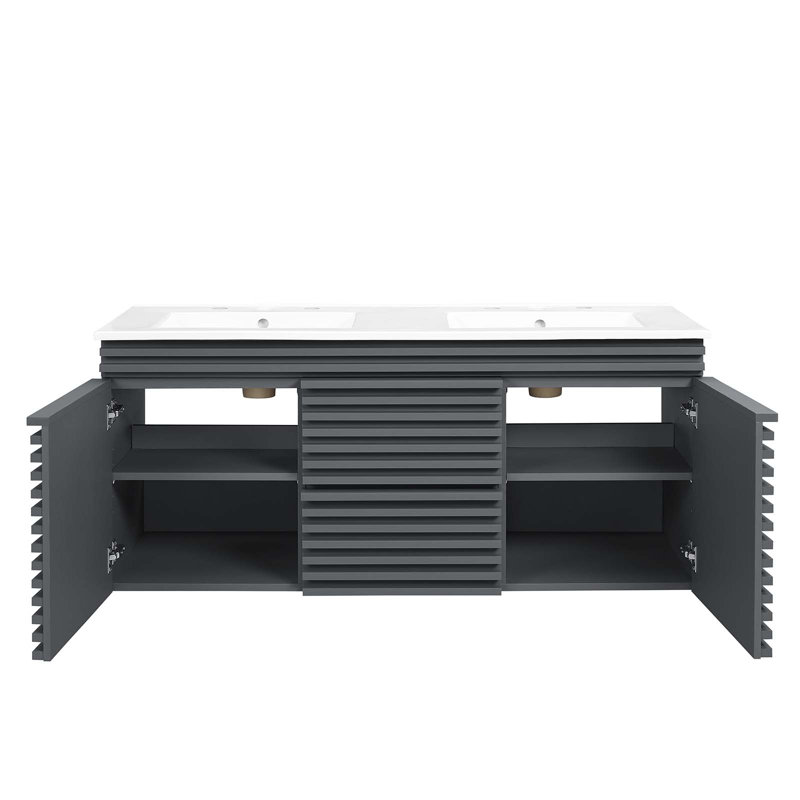 Meuble-lavabo mural 48 po Modway Render, Blanc, gris