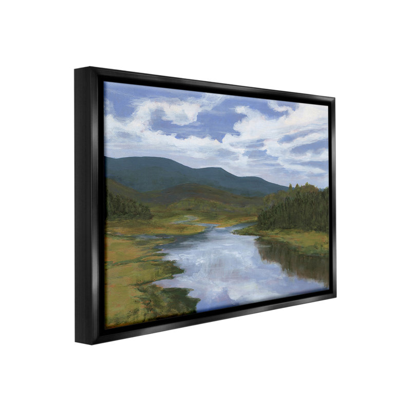 «Cloudy River Landscape Floater Frame» par Michael Willett sur, Cadre flottant noir de jais, H 17 po x l 21 po