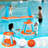 Inflatable Pool Float Set Volleyball Net & Basketball Hoops, Orange-97843304