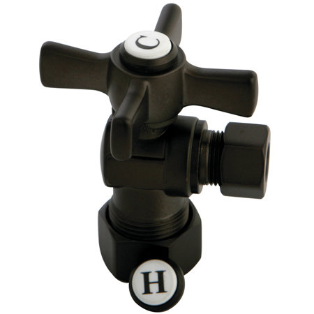 Kingston Brass Millennium 5/8-Inch OD Comp x 3/8-Inch OD Comp Quarter-Turn Angle Stop Valve, Oil Rubbed Bronze