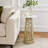 Gold Side Table with White Marble Top | Decorative Modern End Table | Aluminum Base | Accent Table for Living Room | 11x11x21.25"