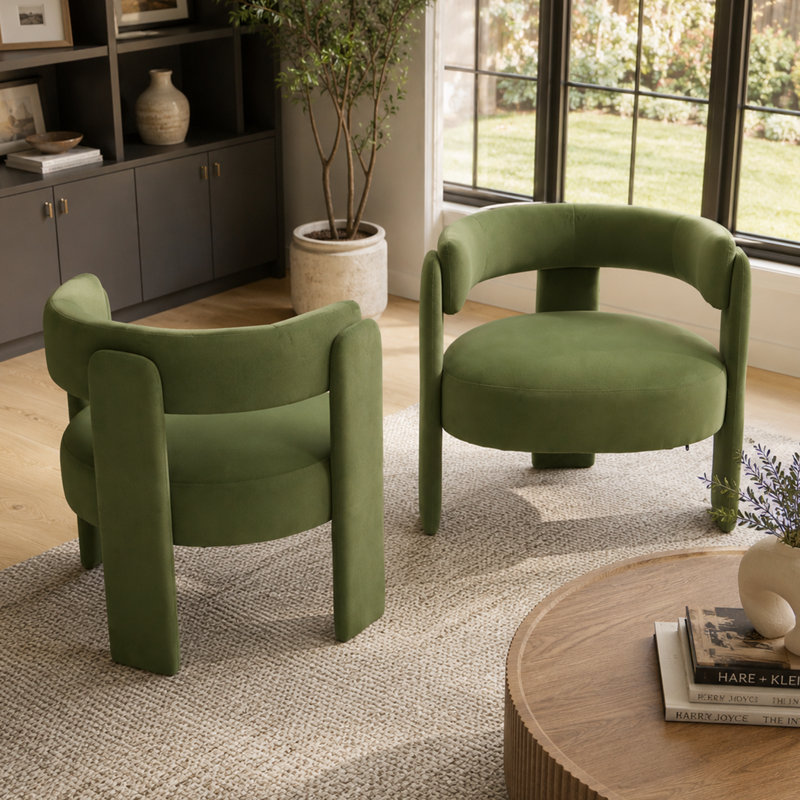 Fauteuil d'appoint Mid-Century, Vert et velours