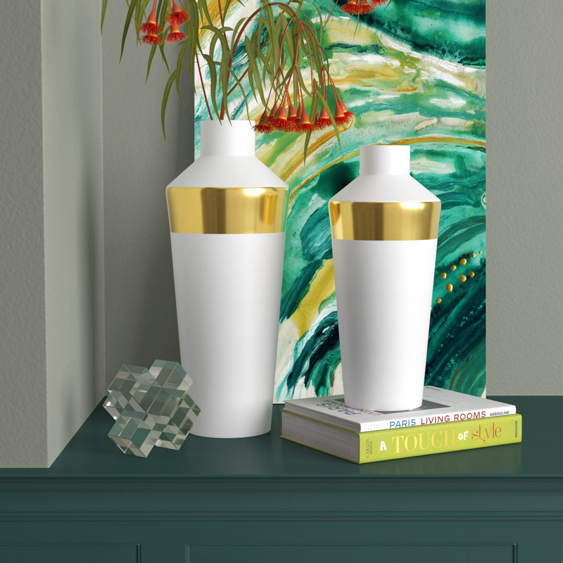Ensemble de vases de table en métal 2 pièces Sundon, Blanc