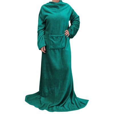Wearable Blanket with Sleeves and Pocket, Cozy Soft Fleece Mink Micro Plush Wrap Throws Blanket Robe for Women and Men
