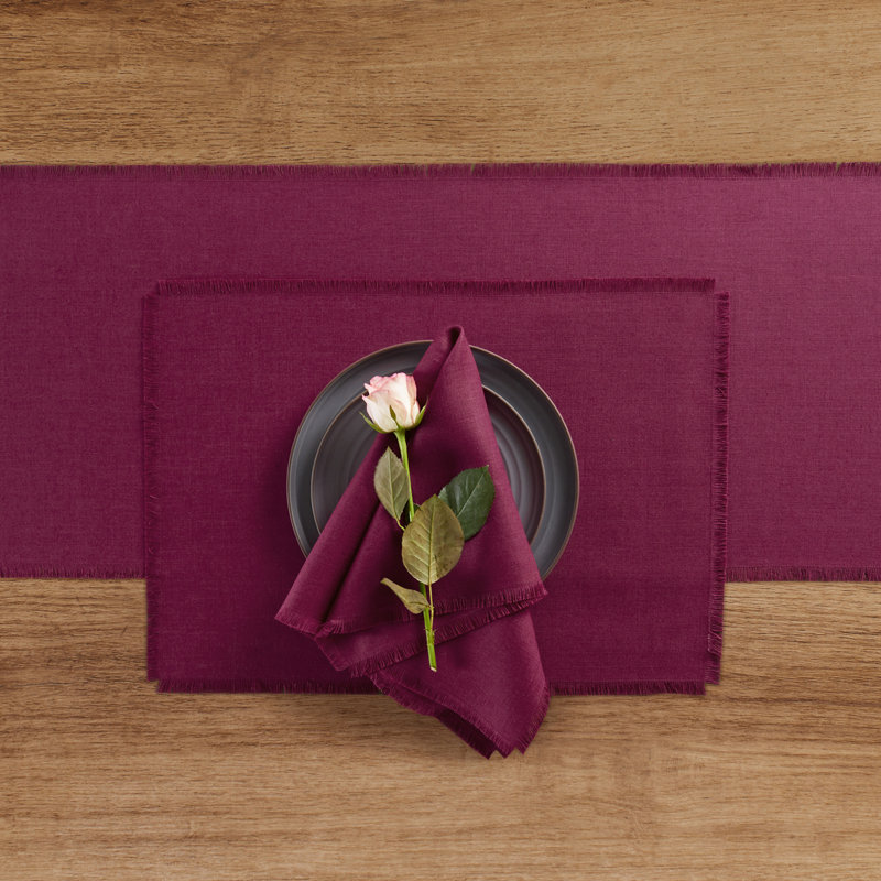 Fringe - 100% Pure Linen Dinner Napkins, Beet