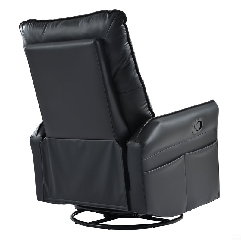 Tyvan Faux Leather Recliner, Black, Manual