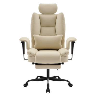 Office Chair Ergonomic 200 Kg PU Leather Computer Chair With Lumbar Support And High Backrest, Ergonomic Desk Chair With Liftable Headrest