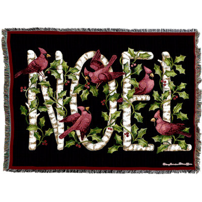 Pure Country Weavers Christmas Noel Blanket by Stephanie Stouffer - Cardinal Gift Tapestry Throw Woven from Cotton - Made in The USA (72x54)