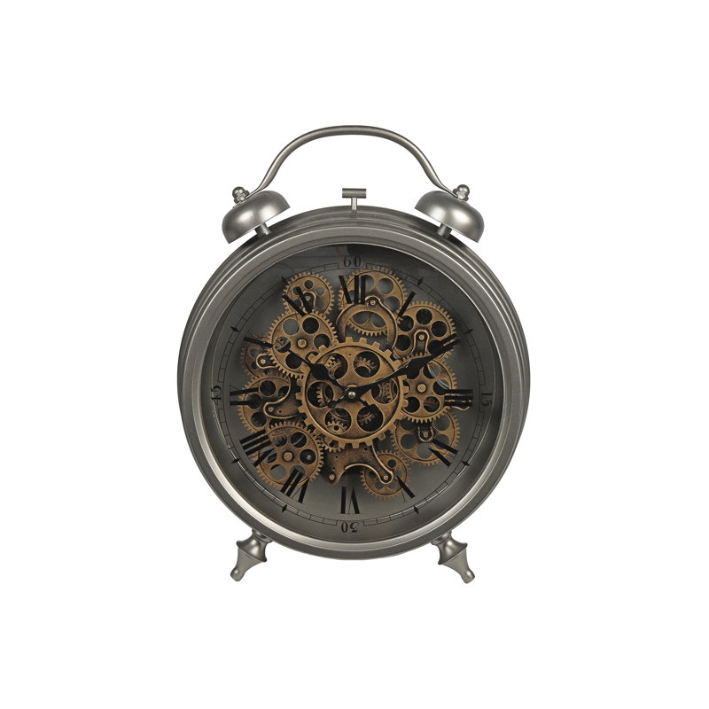 Brooks Roman Numeral Metal Electric Tabletop Clock, Silver