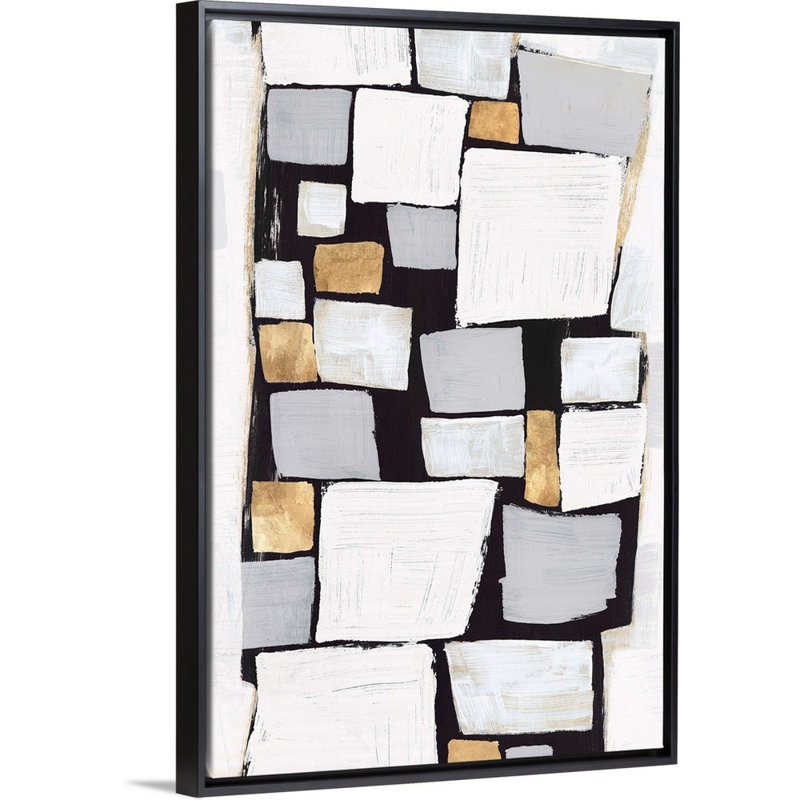 Reproduction d’art sur toile, "stacks I" par Isabelle Z, H 50 po x l 34 po x P 1,75 po, Cadre noir