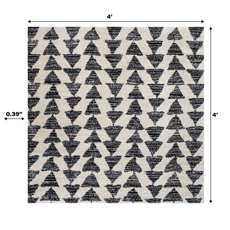 Tapis crème / noir Farnham, Carré 4 pi