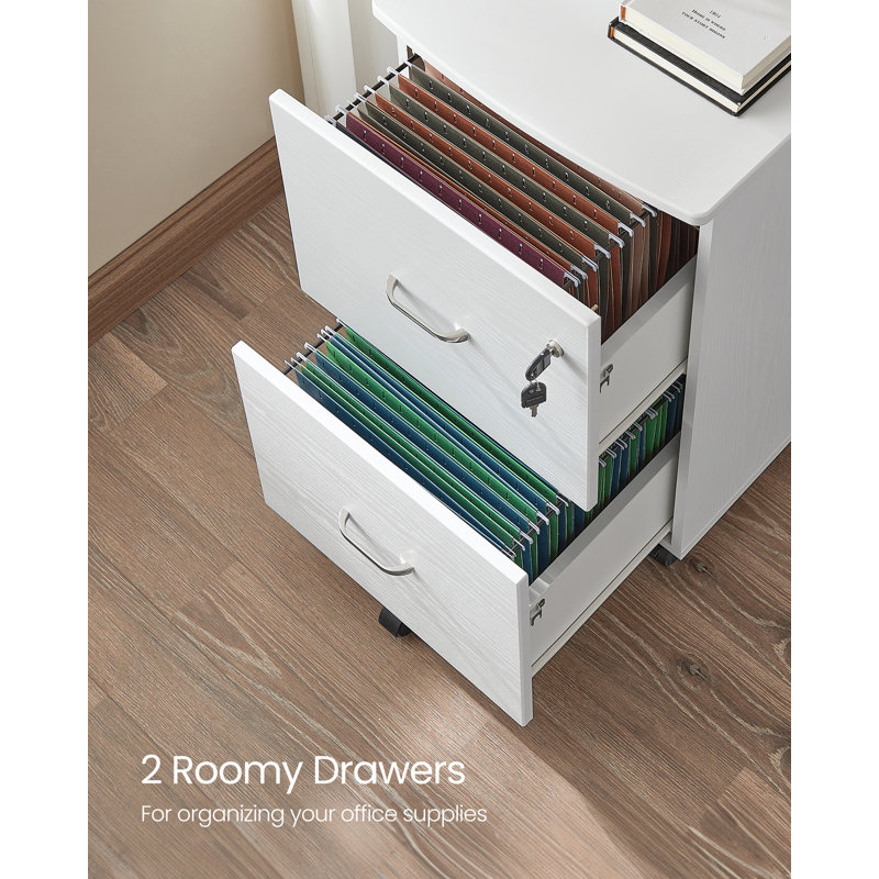 2-Drawer File Cabinet, 16.9'' Wide Locking Filing Cabinet For Home Office, White