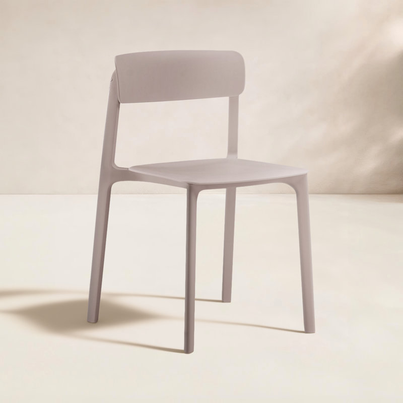 Vowa Stacking Patio Dining Side Chair, Tan