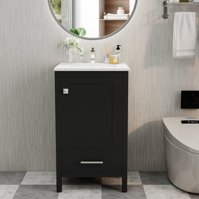18" Modern Bathroom Vanity With Ceramic Sink