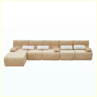 161.8" Oversized Boneless L-Shaped Sectional Sofa, Cozy Living Room Couch for Large Home, Apartment, Office, Coffee