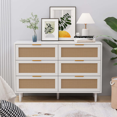 Armoire de rangement en rotin 6 tiroirs